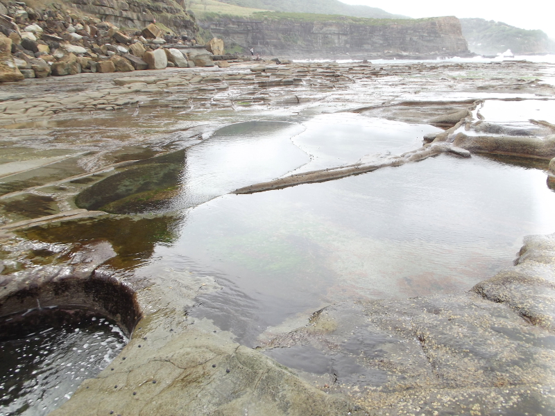 Pools in the rock ledge