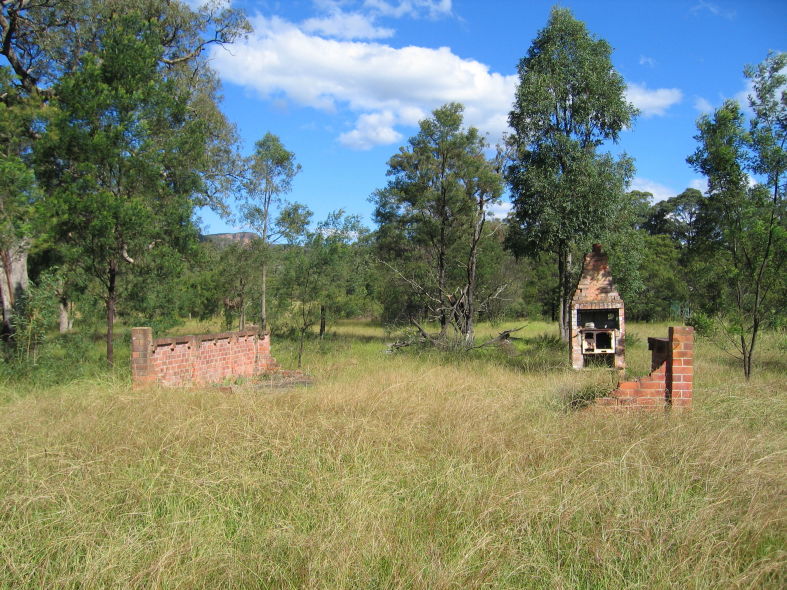 Remains of old homestead and fence